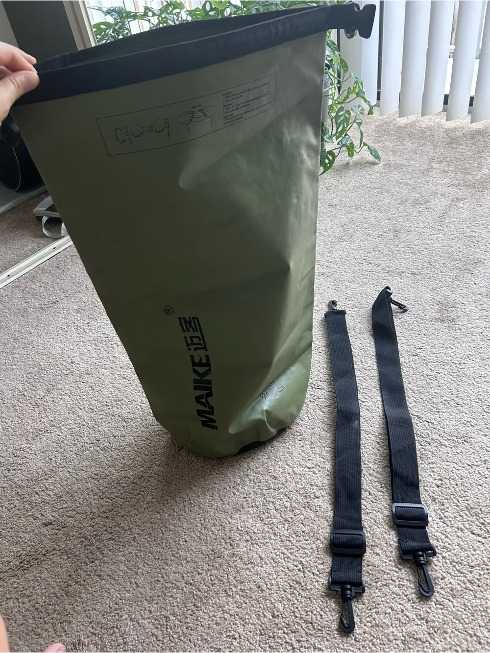 Olive Green 20L Dry Roll-Top Packable Men’s Bag